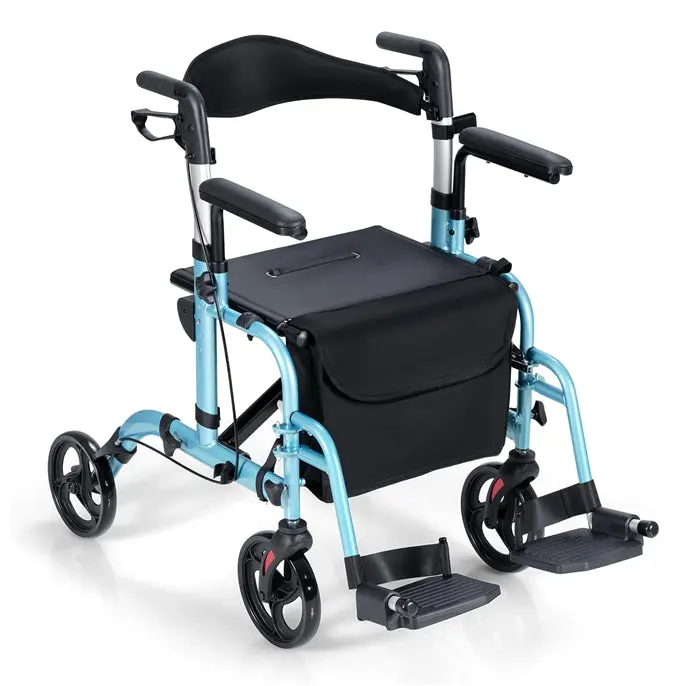 Folding 4-Wheel Rollator Walker with Seat – Compact, Lightweight Mobility Aid