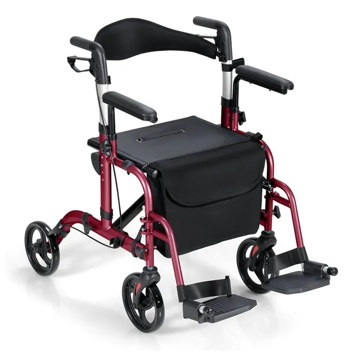 Folding 4-Wheel Rollator Walker with Seat – Compact, Lightweight Mobility Aid