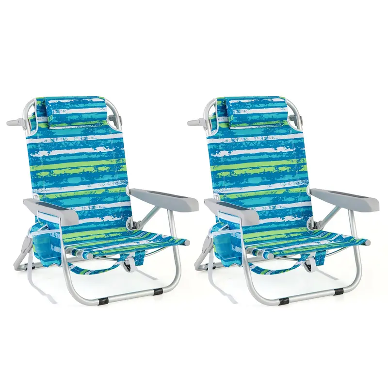 Folding Aluminum Beach Backpack Chair – 5-Position Recline, Towel Rack & Lightweight Frame