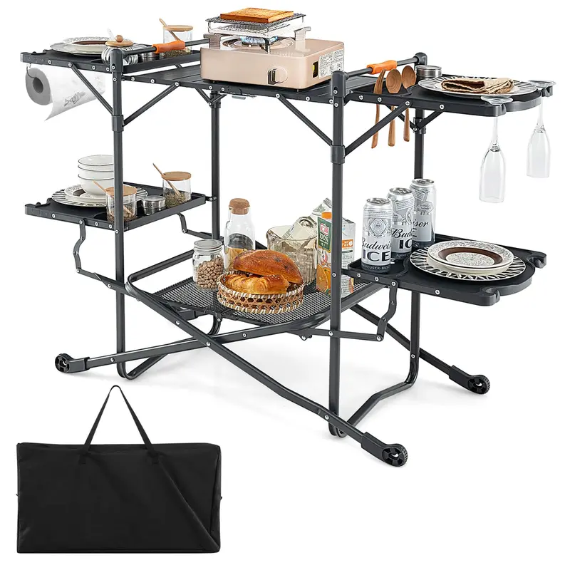 Folding Aluminum Camping Cooking Table – Compact Outdoor Grill and Prep Station