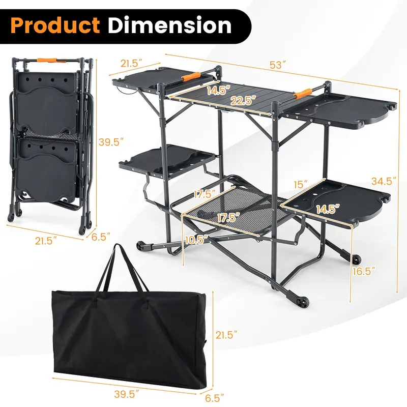 Folding Aluminum Camping Cooking Table – Compact Outdoor Grill and Prep Station