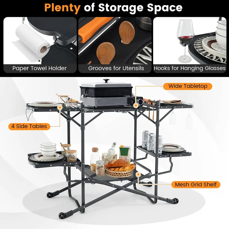 Folding Aluminum Camping Cooking Table – Compact Outdoor Grill and Prep Station