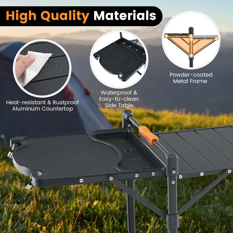 Folding Aluminum Camping Cooking Table – Compact Outdoor Grill and Prep Station