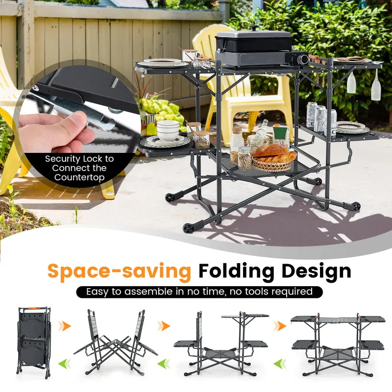 Folding Aluminum Camping Cooking Table – Compact Outdoor Grill and Prep Station