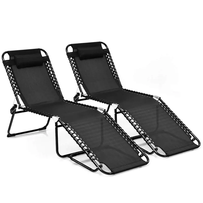 Folding Beach Lounge Chair – Lightweight Portable Recliner in Black or Gray
