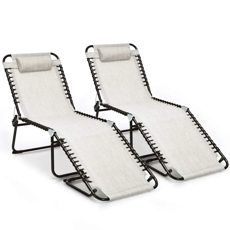 Folding Beach Lounge Chair – Lightweight Portable Recliner in Black or Gray