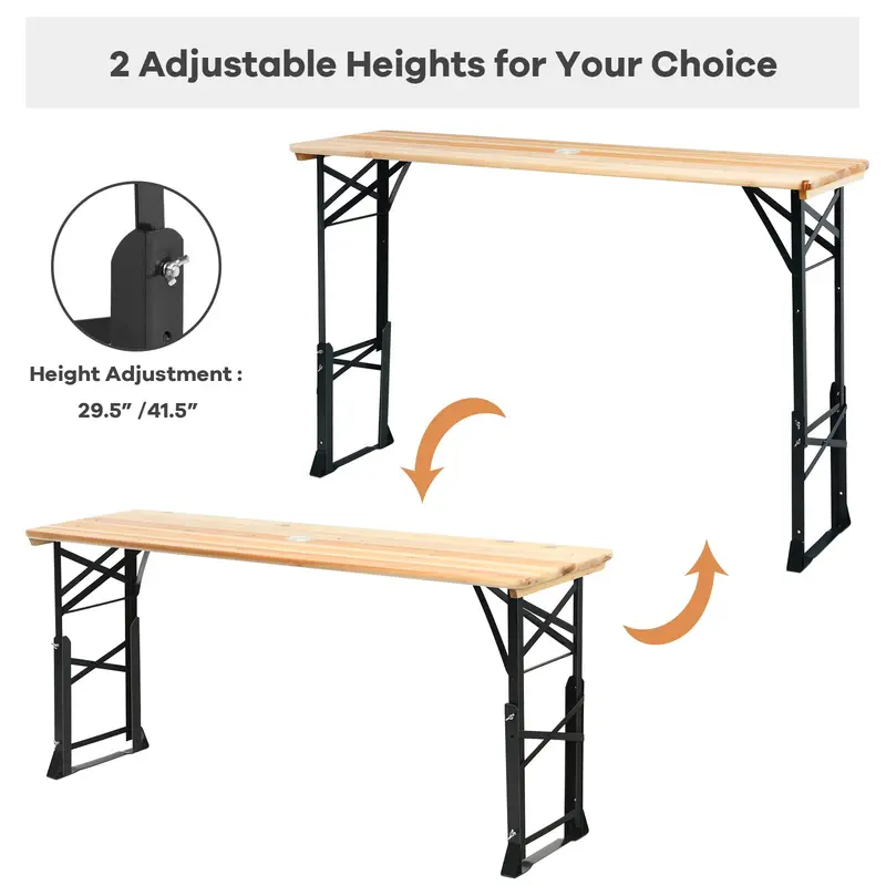 Folding Picnic Beer Table – Compact Outdoor Camping Table for Patios and Tailgates