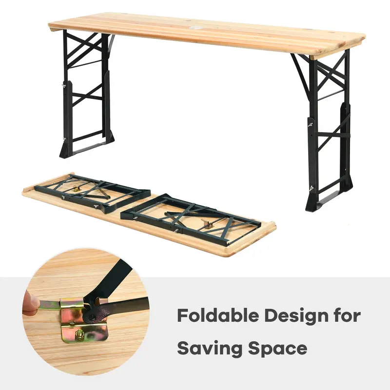 Folding Picnic Beer Table – Compact Outdoor Camping Table for Patios and Tailgates