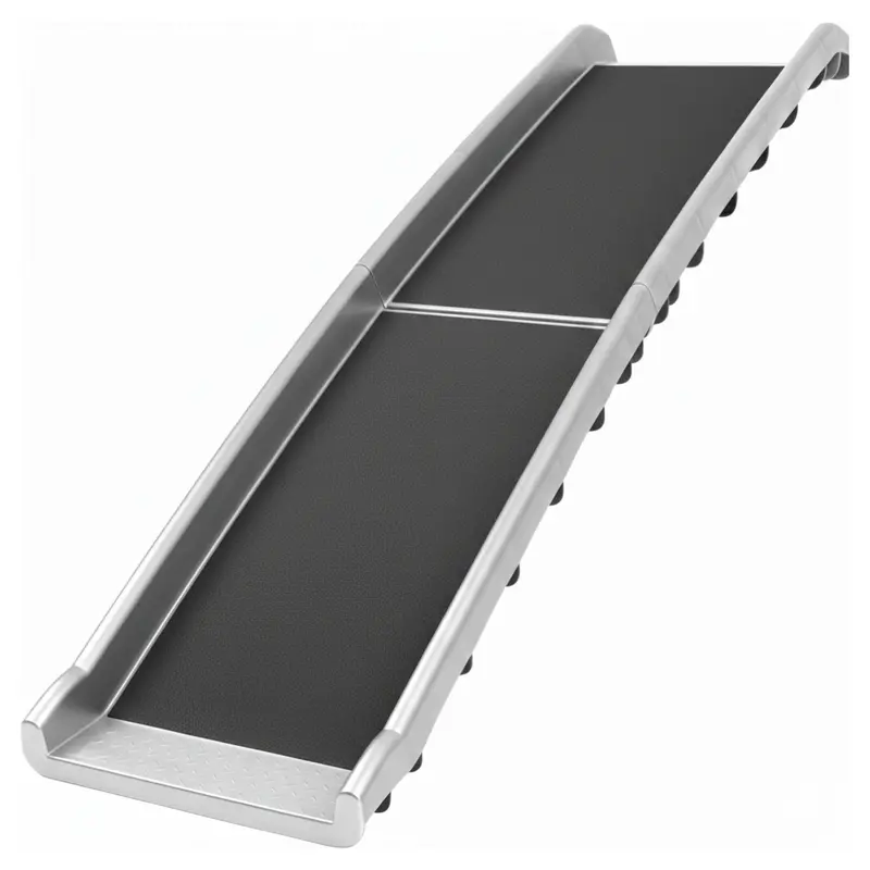 Folding Vehicle Dog Ramp with Safety Rails – Aluminum Construction