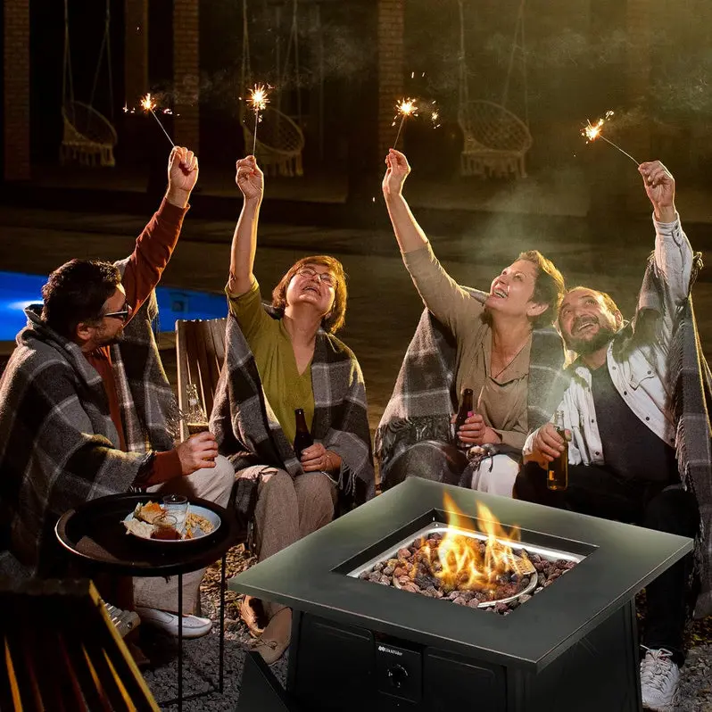 Four Seasons Dual-Heat Square Gas Fire Pit – 50,000 BTU Patio Fire Table