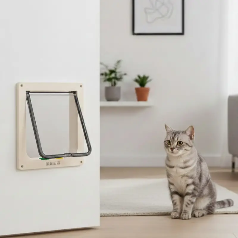 Four-Way Security Pet Door with Swing Flap for Cats and Small Dogs