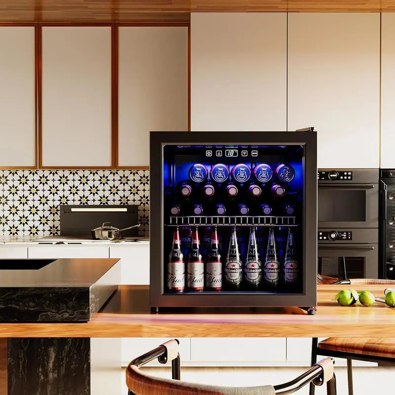 Freestanding 120-Can Mini Fridge with Digital Temperature Display – Glass Door Beverage Cooler (3.2 Cu. Ft., Matte Black) 2