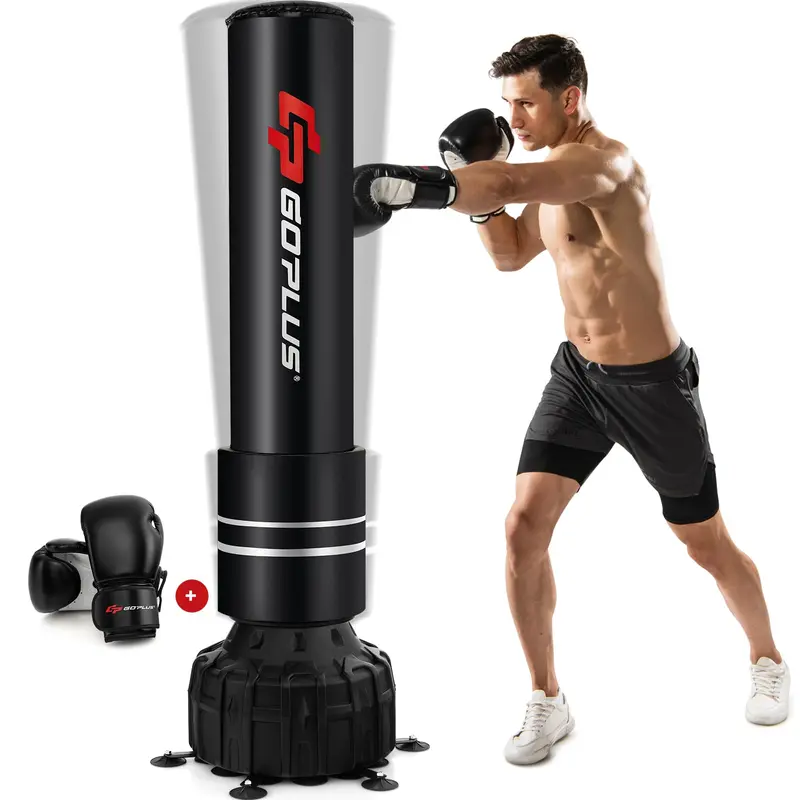 Freestanding Heavy Boxing Bag (71") with Suction Base, Gloves, and Fillable Stand
