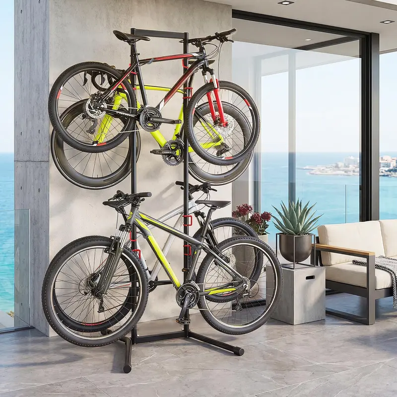 Freestanding Indoor Bike Storage Rack – Holds Up to 4 Bikes, Ideal for Garages & Apartments 2
