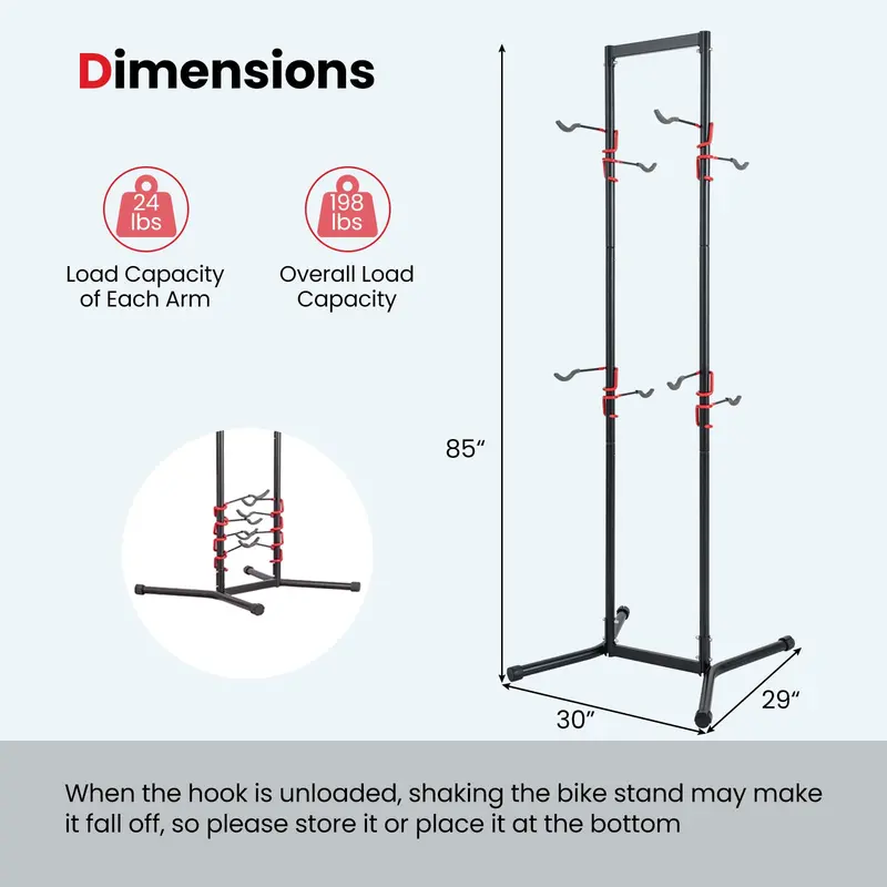 Freestanding Indoor Bike Storage Rack – Holds Up to 4 Bikes, Ideal for Garages & Apartments