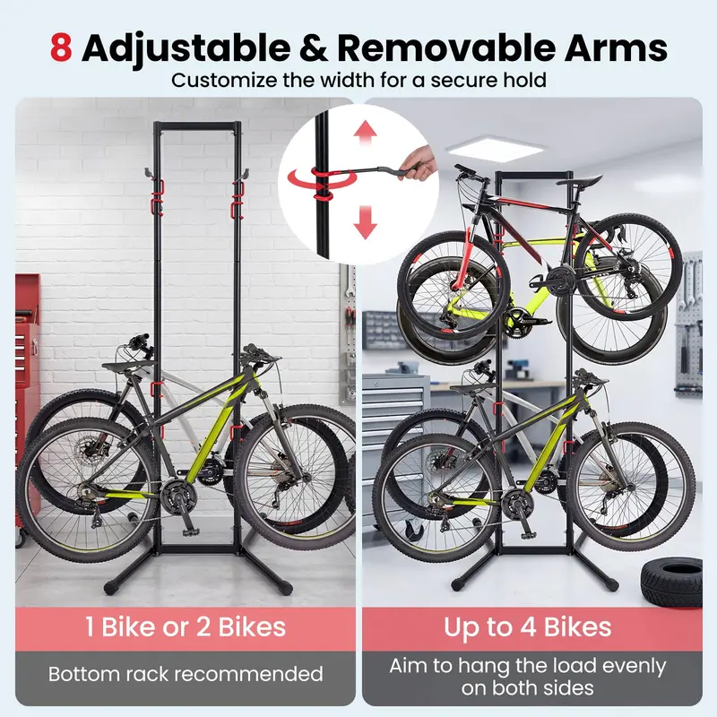 Freestanding Indoor Bike Storage Rack – Holds Up to 4 Bikes, Ideal for Garages & Apartments