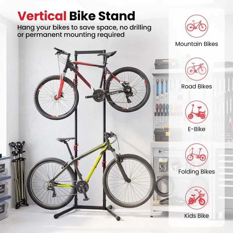 Freestanding Indoor Bike Storage Rack – Holds Up to 4 Bikes, Ideal for Garages & Apartments