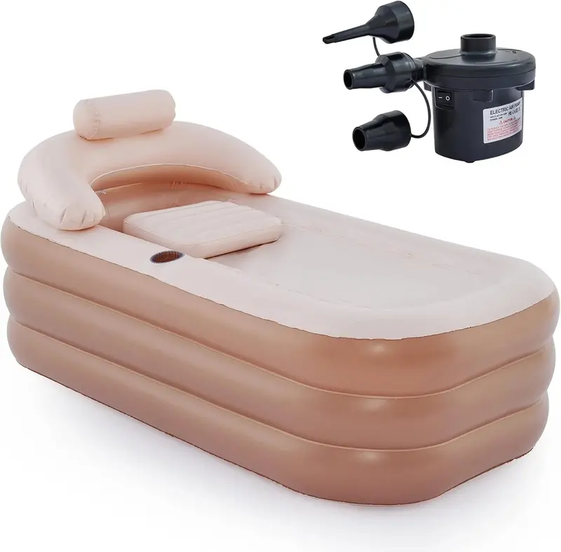 Freestanding Inflatable Adult Bathtub – Portable Foldable Spa Tub Made from Heavy-Duty PVC with Included Electric Pump