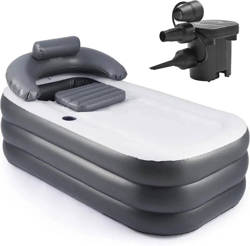 Freestanding Inflatable Adult Bathtub – Portable Foldable Spa Tub Made from Heavy-Duty PVC with Included Electric Pump