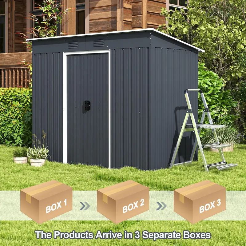 Freestanding Outdoor Storage Shed – Includes Reinforced Floor Base for Yard or Garden Organization