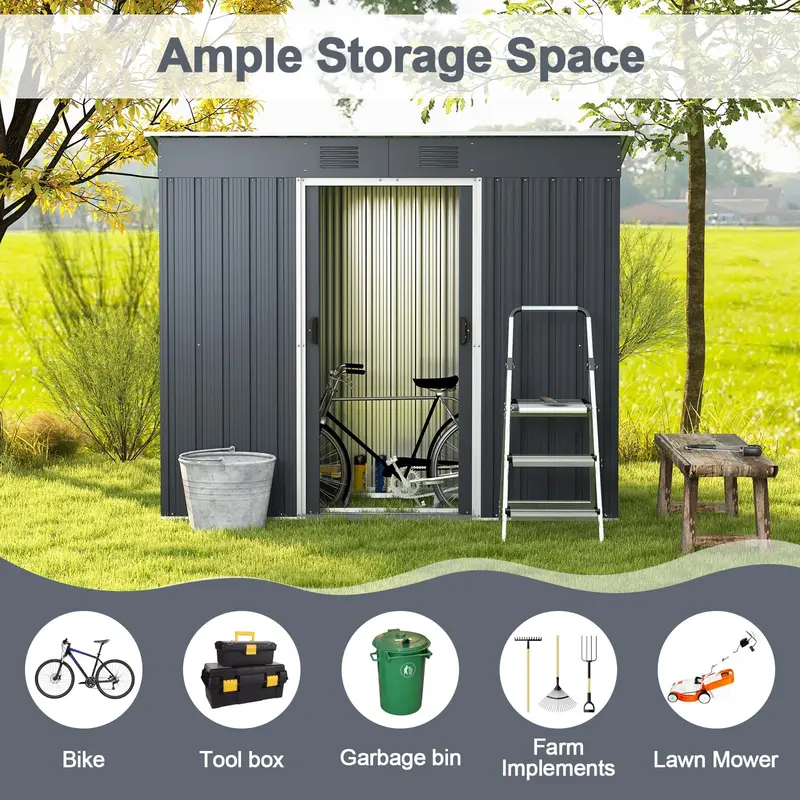 Freestanding Outdoor Storage Shed – Includes Reinforced Floor Base for Yard or Garden Organization
