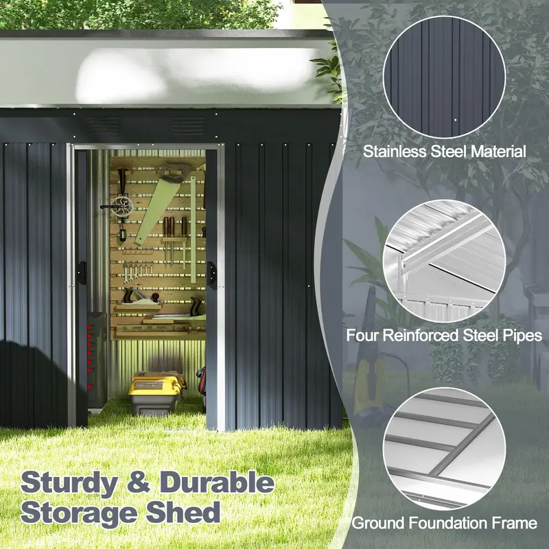 Freestanding Outdoor Storage Shed – Includes Reinforced Floor Base for Yard or Garden Organization