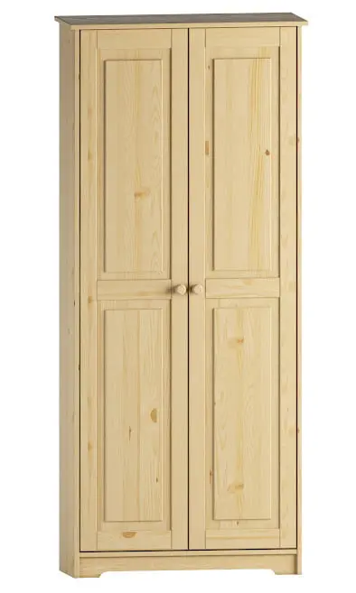 Freestanding Solid Wood Pantry Cabinet with Adjustable Shelves and Closet Storage Space