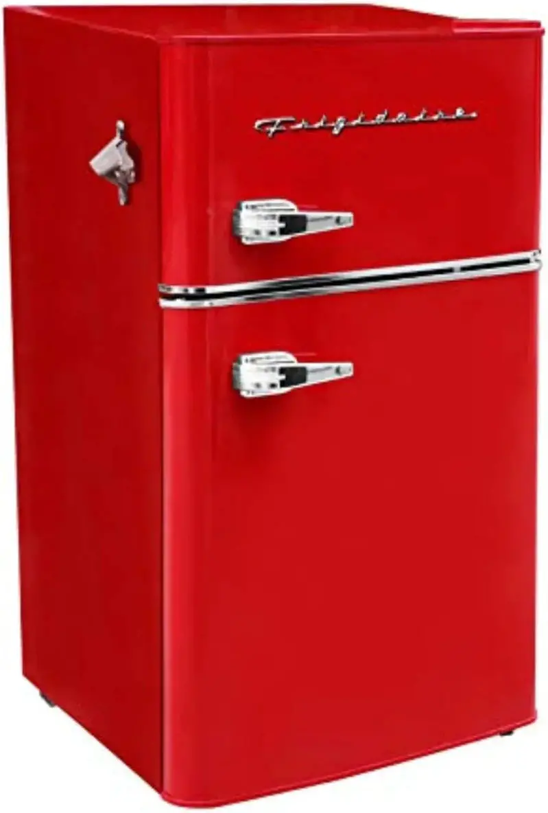 Frigidaire Retro-Style Mini Fridge with Freezer – 3.1 cu. ft., Side-Mount Bottle Opener, Dorm/Office Friendly