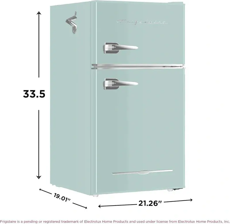 Frigidaire Retro-Style Mini Fridge with Freezer – 3.1 cu. ft., Side-Mount Bottle Opener, Dorm/Office Friendly