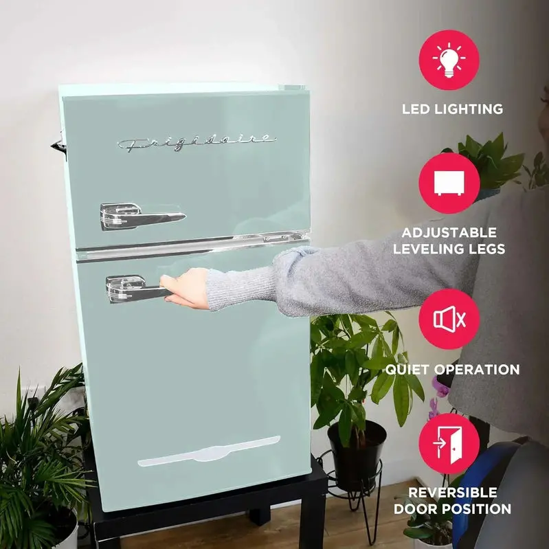 Frigidaire Retro-Style Mini Fridge with Freezer – 3.1 cu. ft., Side-Mount Bottle Opener, Dorm/Office Friendly