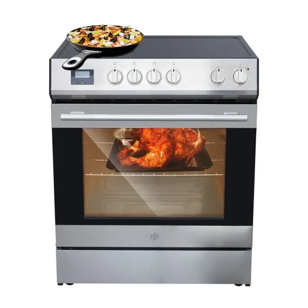 Front-Control Electric Range – 5 Burners, 6 Power Settings, 5.0 cu. ft. Oven, Stainless Steel Finish