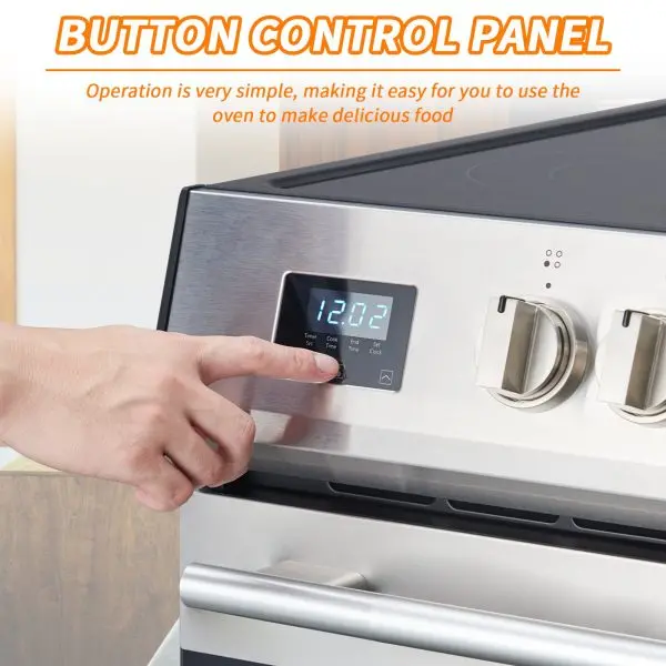 Front-Control Electric Range – 5 Burners, 6 Power Settings, 5.0 cu. ft. Oven, Stainless Steel Finish