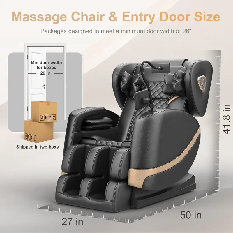 Full-Body Zero Gravity Massage Chair – 10 Roller System, Heating Therapy, Foot Rollers, Bluetooth Speaker & Touchscreen Controls (Black/Brown) 2