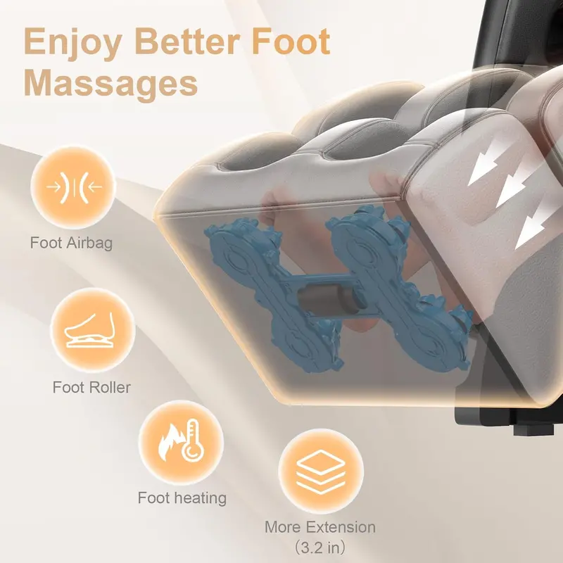 Full-Body Zero Gravity Massage Chair – 10 Roller System, Heating Therapy, Foot Rollers, Bluetooth Speaker & Touchscreen Controls (Black/Brown)