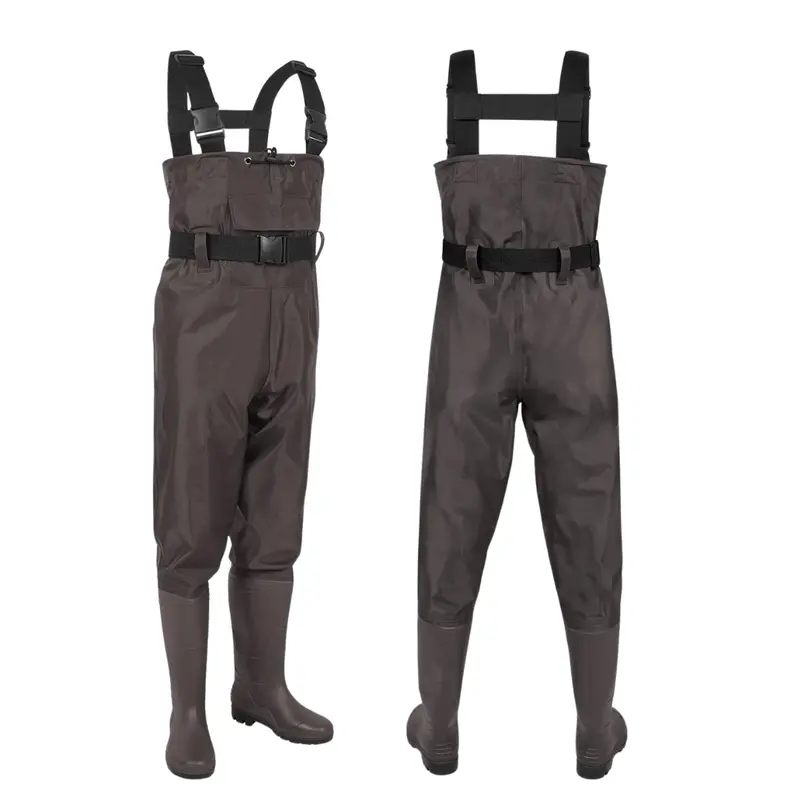 Full-Coverage Chest Waders – PVC-Reinforced Nylon with Built-In Boots for Wet Conditions