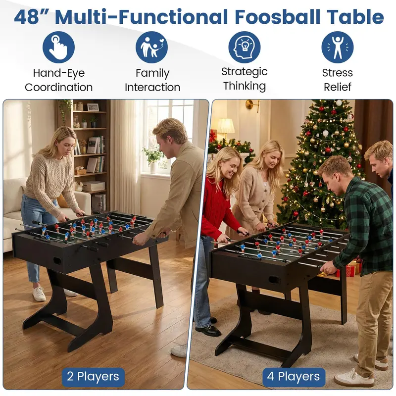 Full-Size 48-Inch Freestanding Soccer Table for Competitive Play – 22 Players, 2 Balls