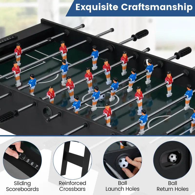 Full-Size 48-Inch Freestanding Soccer Table for Competitive Play – 22 Players, 2 Balls