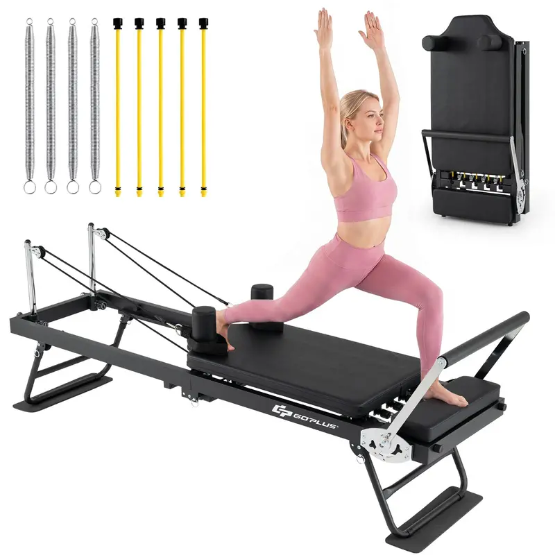 Full-Size 84-Inch Foldable Pilates Reformer for Home Fitness