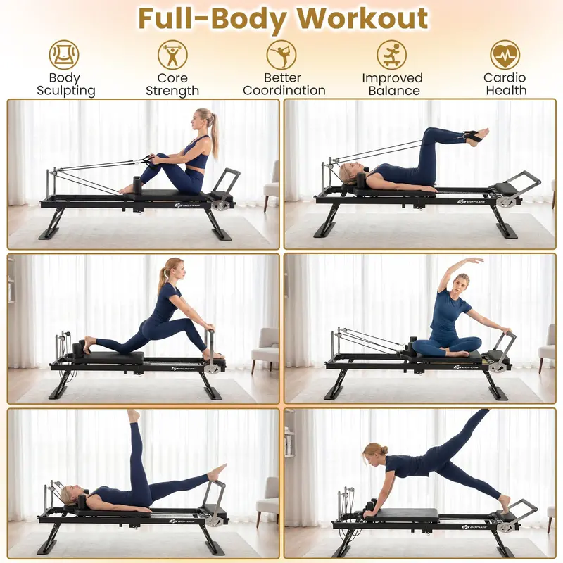 Full-Size 84-Inch Foldable Pilates Reformer for Home Fitness 2