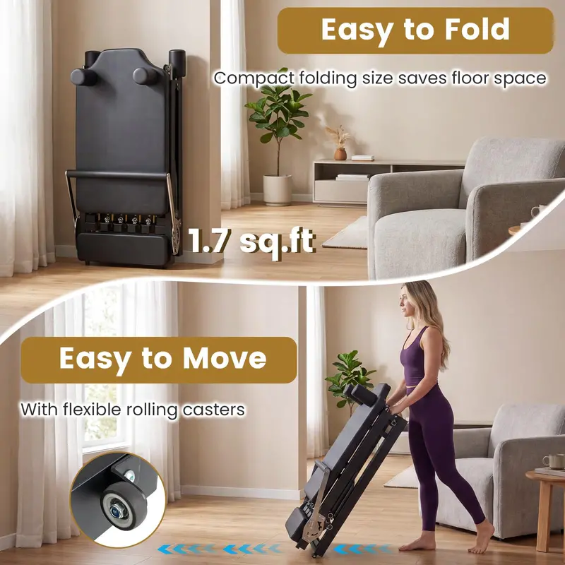 Full-Size 84-Inch Foldable Pilates Reformer for Home Fitness