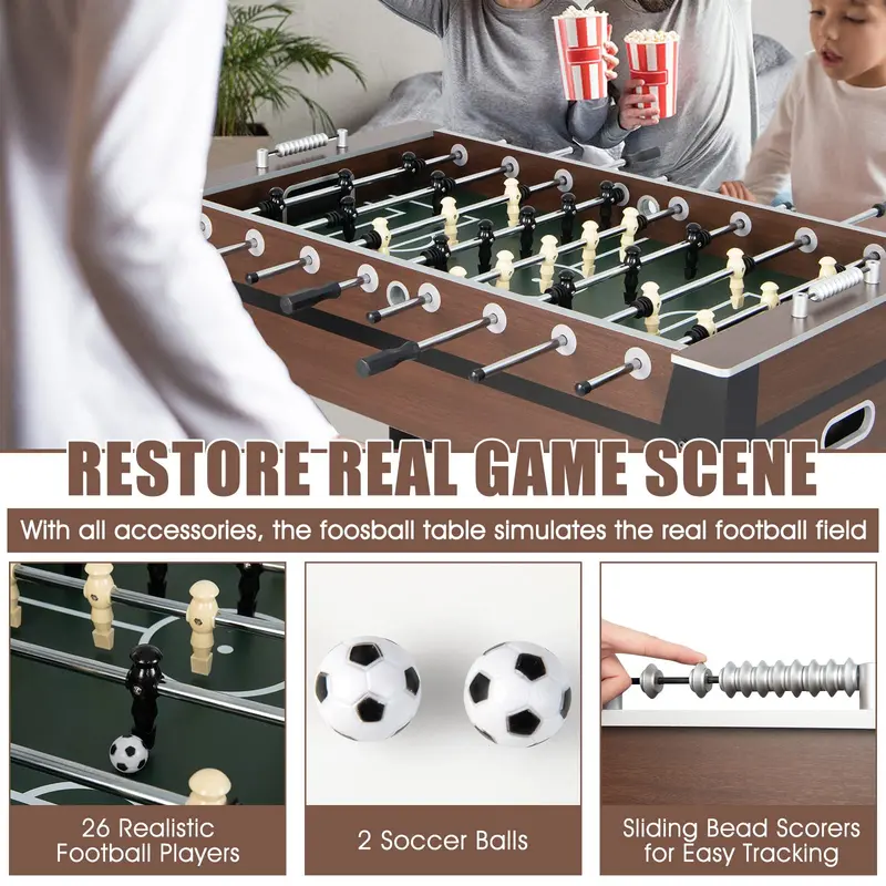 Full-Size Adult Foosball Table – 54-Inch Regulation-Style Game Table with Dual Balls