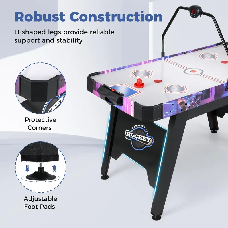 Full-Size Air Hockey Table with Digital LED Scoreboard for Home or Office 2
