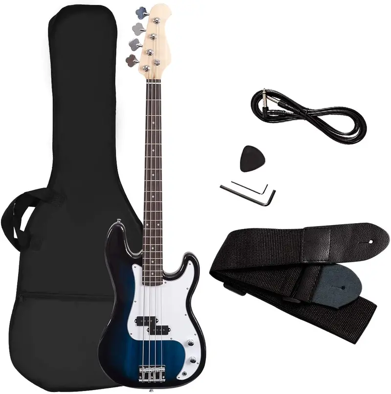 Full-Size Electric Bass Guitar – 4-String with Amp, Strap, Bag, and Cable 1