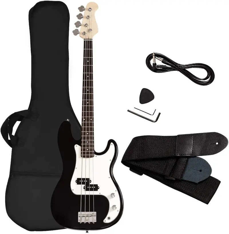 Full-Size Electric Bass Guitar – 4-String with Amp, Strap, Bag, and Cable