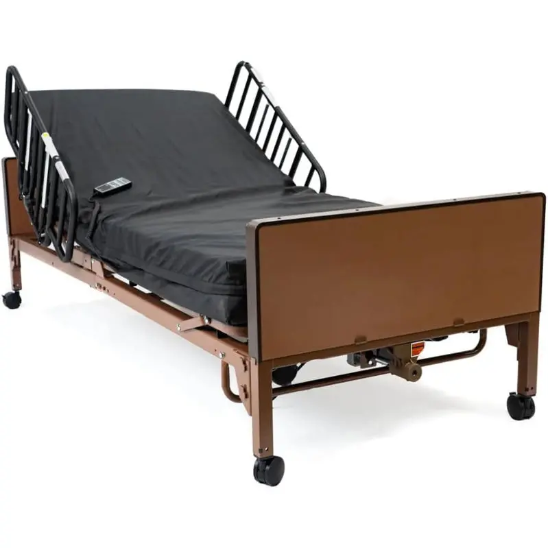 Fully Electric Hospital Bed Kit – Includes Foam Mattress and Half-Side Rails for Patient Safety