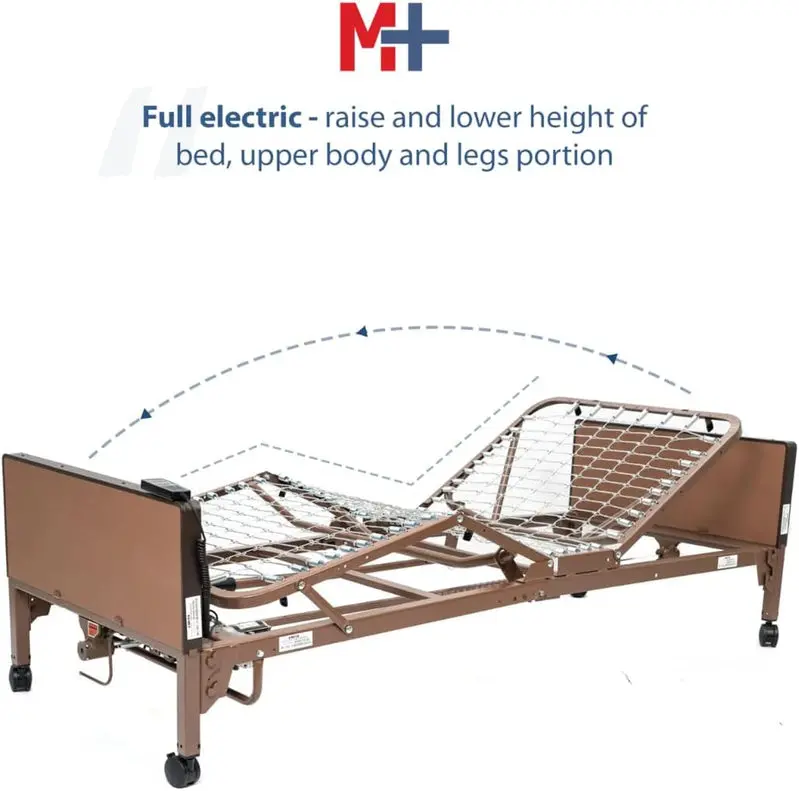 Fully Electric Hospital Bed Kit – Includes Foam Mattress and Half-Side Rails for Patient Safety