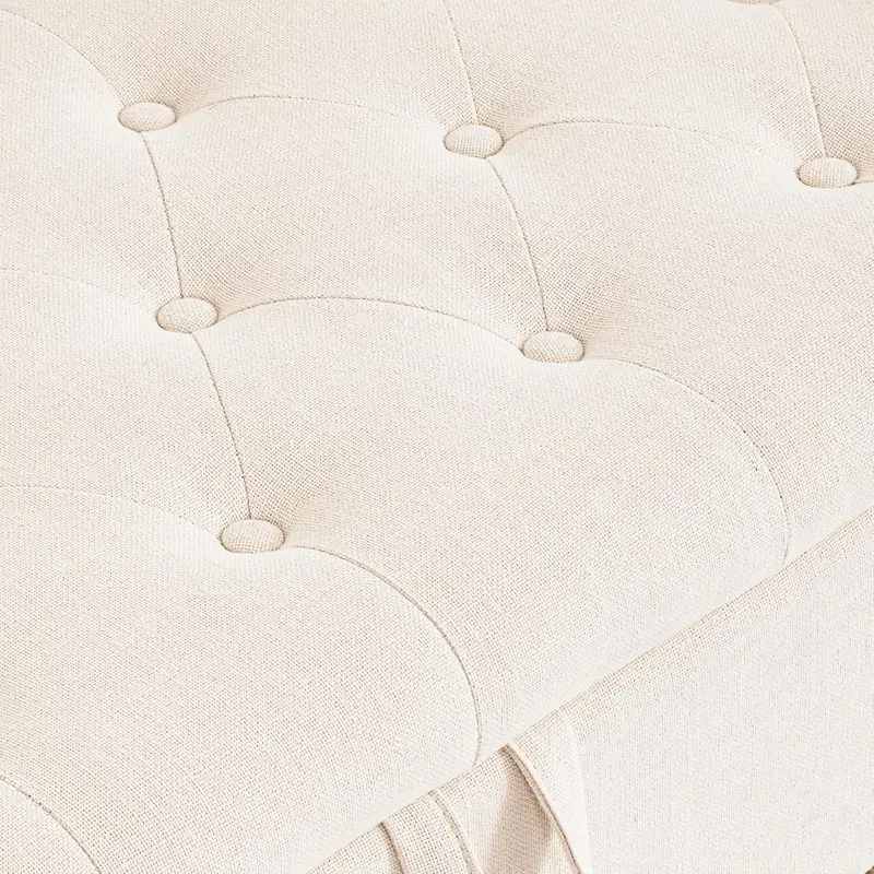 Furniliving Modern Storage Ottoman Bench — Upholstered Sherpa Fabric Bench with Solid Wood Legs & Hidden Interior Compartment