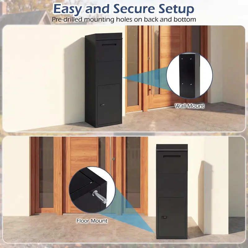 Galvanized Steel Locking Parcel Drop Box for Secure Mail Delivery