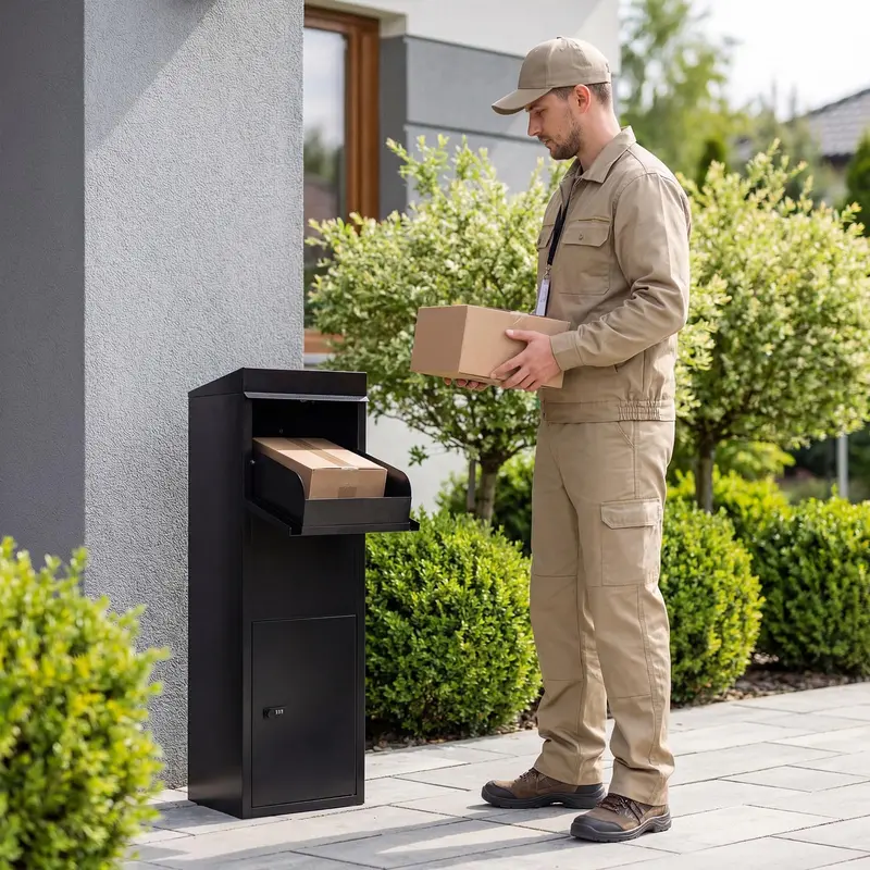 Galvanized Steel Locking Parcel Drop Box for Secure Mail Delivery