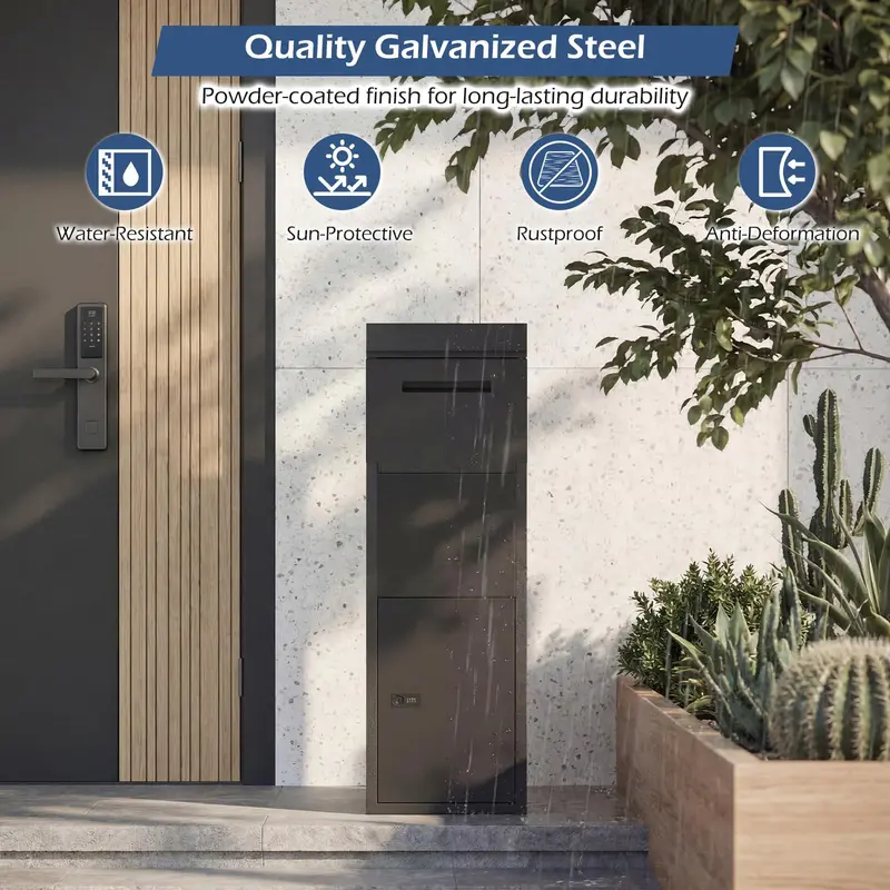 Galvanized Steel Locking Parcel Drop Box for Secure Mail Delivery